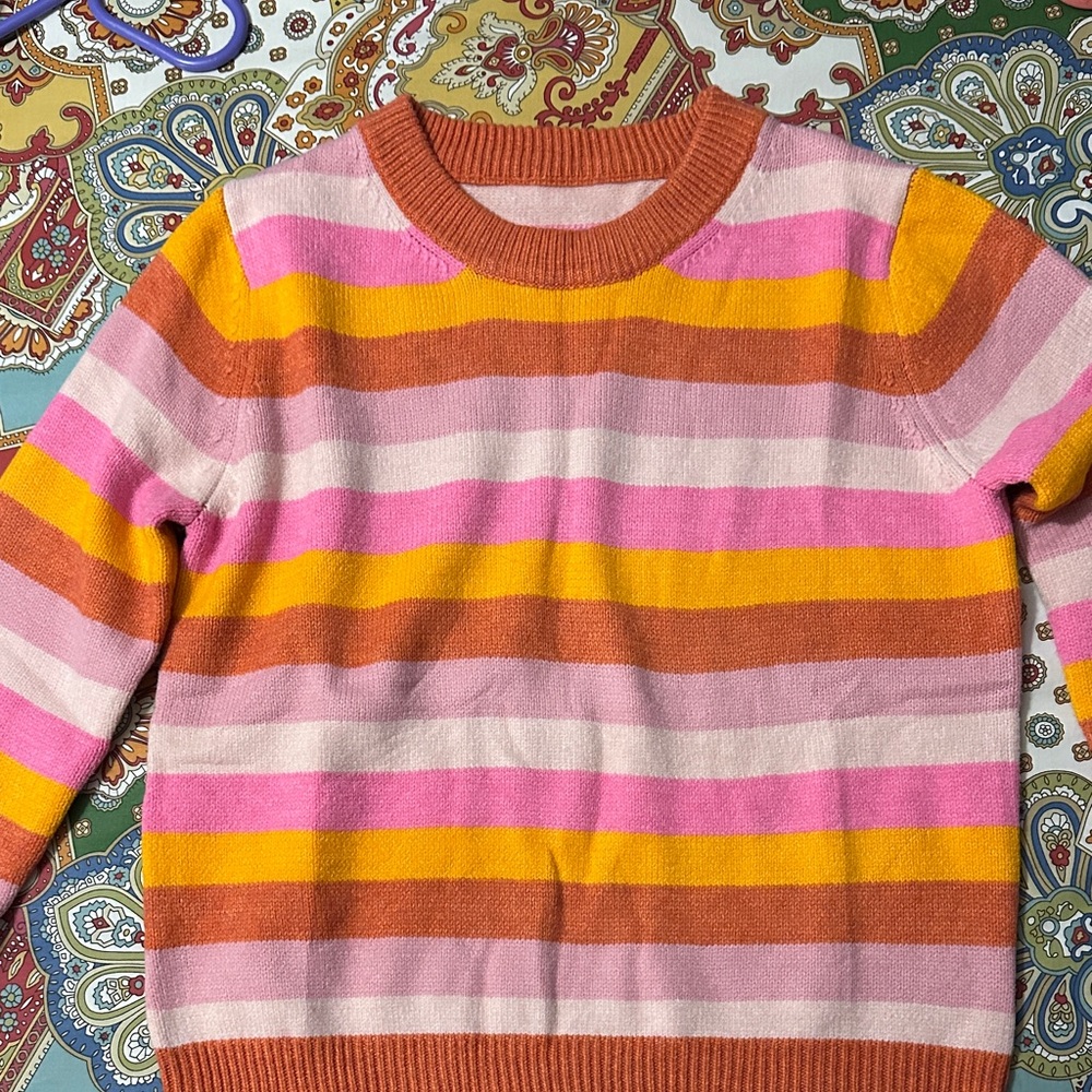 SHEIN Striped Pink and Orange Women's Sweater